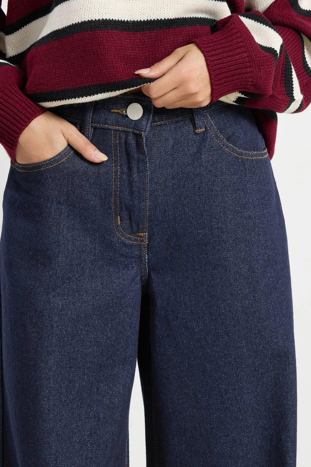 PixieGirl Petite Indigo Blue Stretch Wide Leg Jeans - 14/L27 Image 4