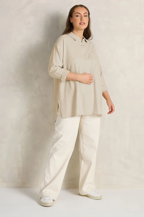 Evans Curve Natural Brown Premium Linen Shirt - 18 Image 3