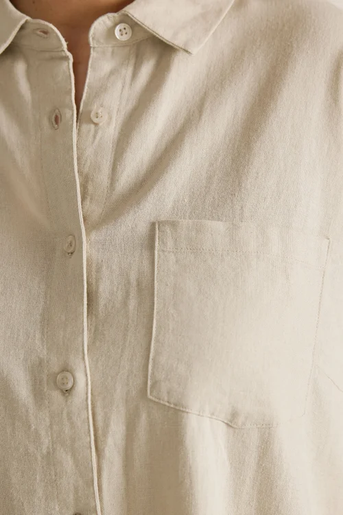 Evans Curve Natural Brown Premium Linen Shirt - 18 Image 5