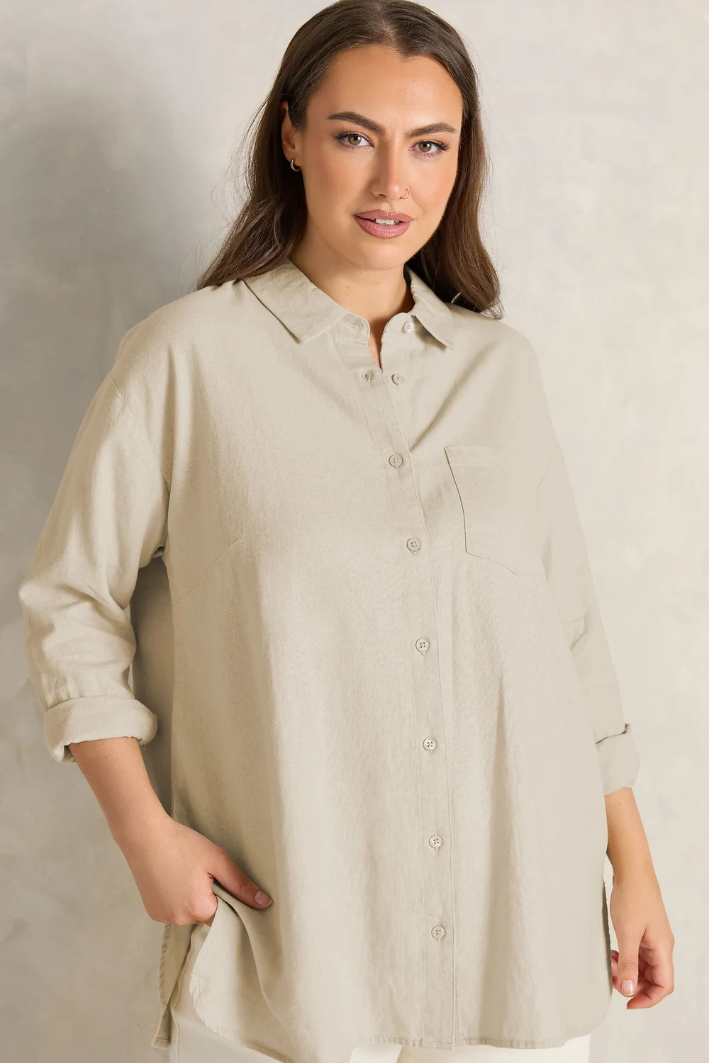 Evans Curve Natural Brown Premium Linen Shirt - 18 Image 2