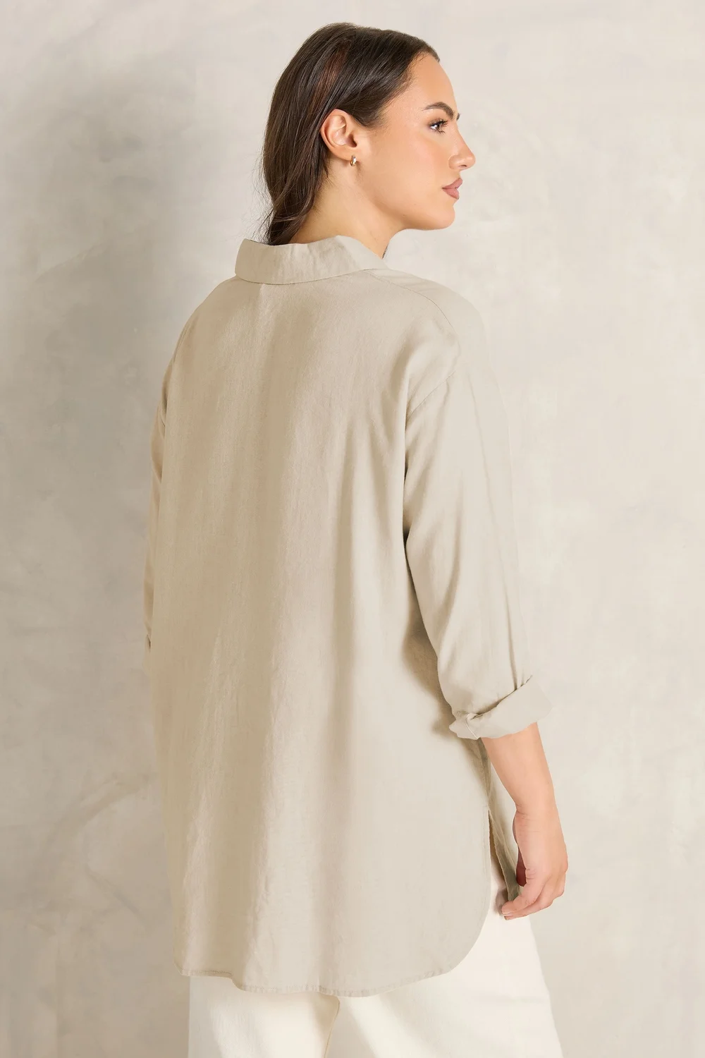 Evans Curve Natural Brown Premium Linen Shirt - 18 Image 4