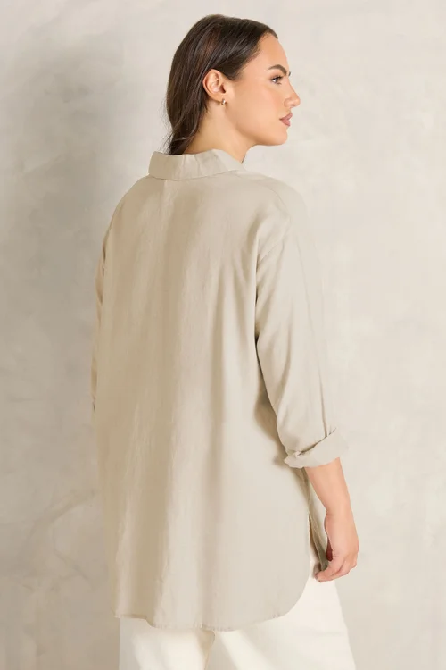 Evans Curve Natural Brown Premium Linen Shirt - 18 Image 4
