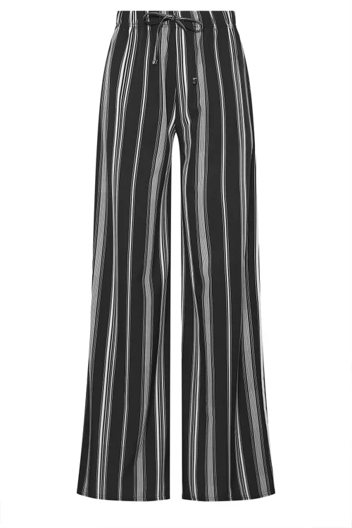 Long Tall Sally Black Stripe Wide Leg Trousers - 22/L36 Image 5