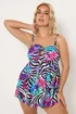 Yours Curve Black Zebra Print Tankini Top - 26 Image 2