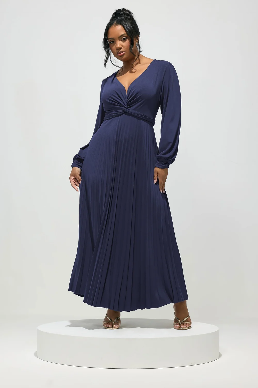 Yours London Curve Navy Blue Long Sleeve Maxi Dress - 24 Image 1