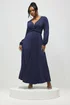 Yours London Curve Navy Blue Long Sleeve Maxi Dress - 24 Image 1