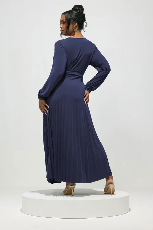 Yours London Curve Navy Blue Long Sleeve Maxi Dress - 24 Image 3