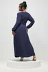 Yours London Curve Navy Blue Long Sleeve Maxi Dress - 24 Image 3