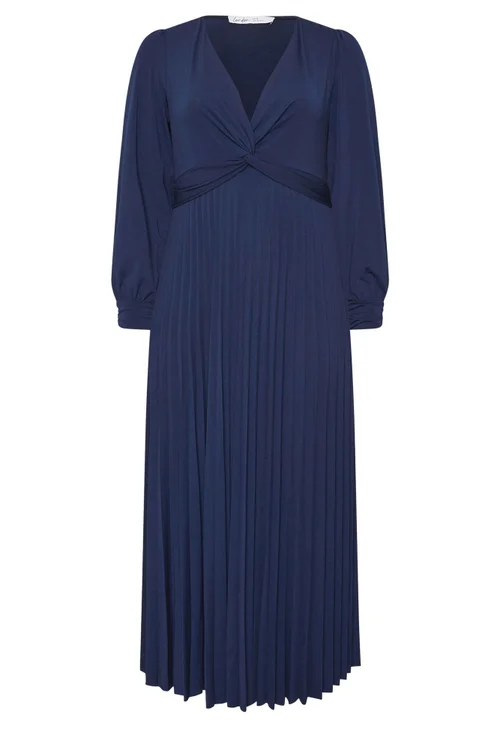 Yours London Curve Navy Blue Long Sleeve Maxi Dress - 24 Image 5