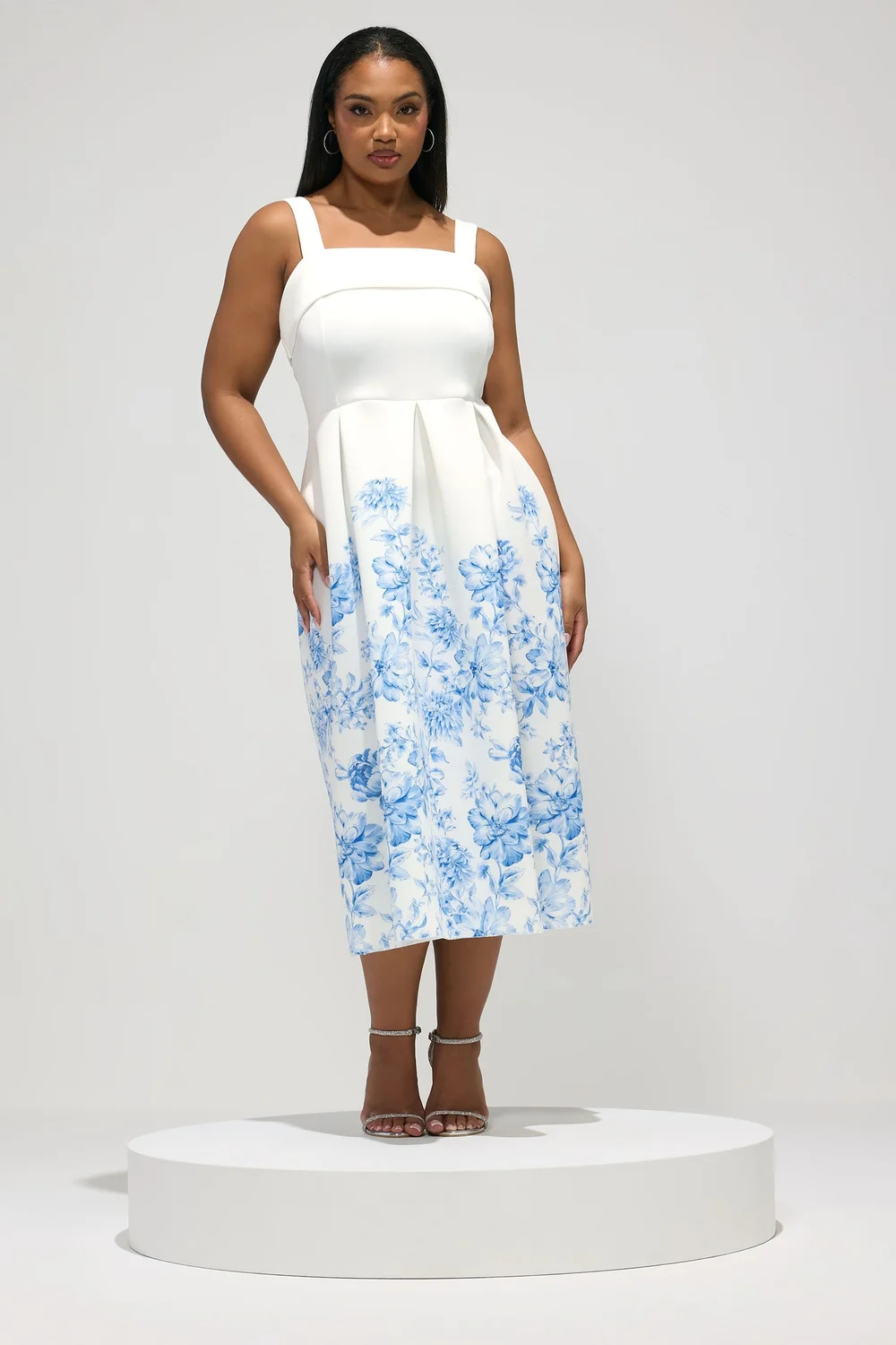 Yours London Curve White Floral Midi Skater Dress - 22 Image 3