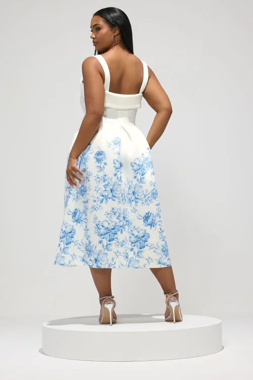 Yours London Curve White Floral Midi Skater Dress - 22 Image 4