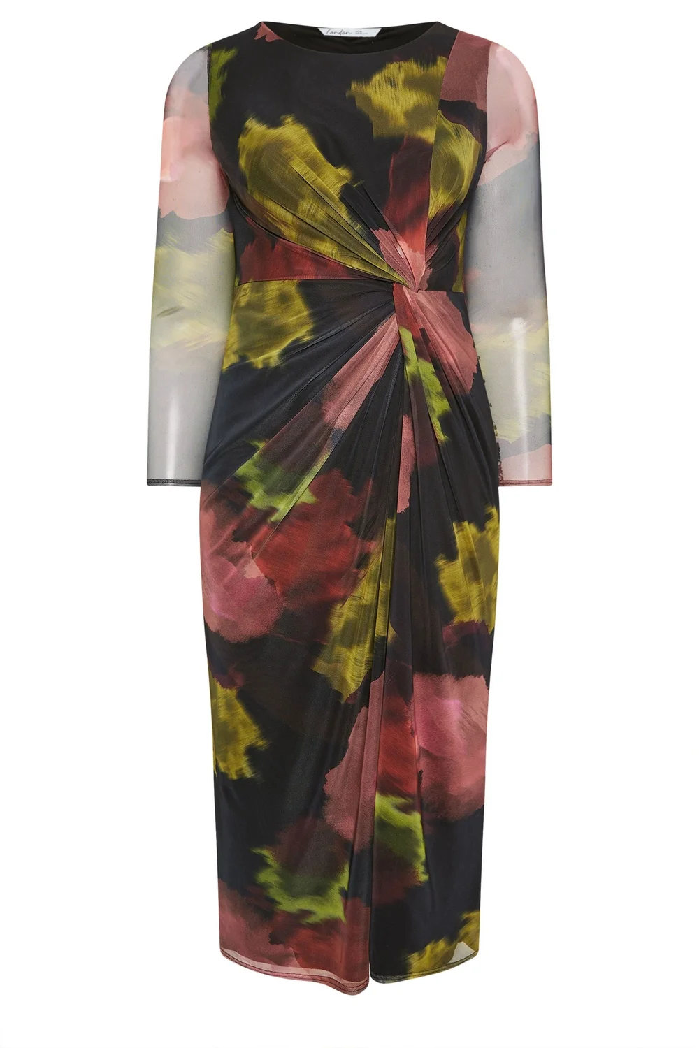 Yours London Curve Black Abstract Knot Dress - 22 Image 5
