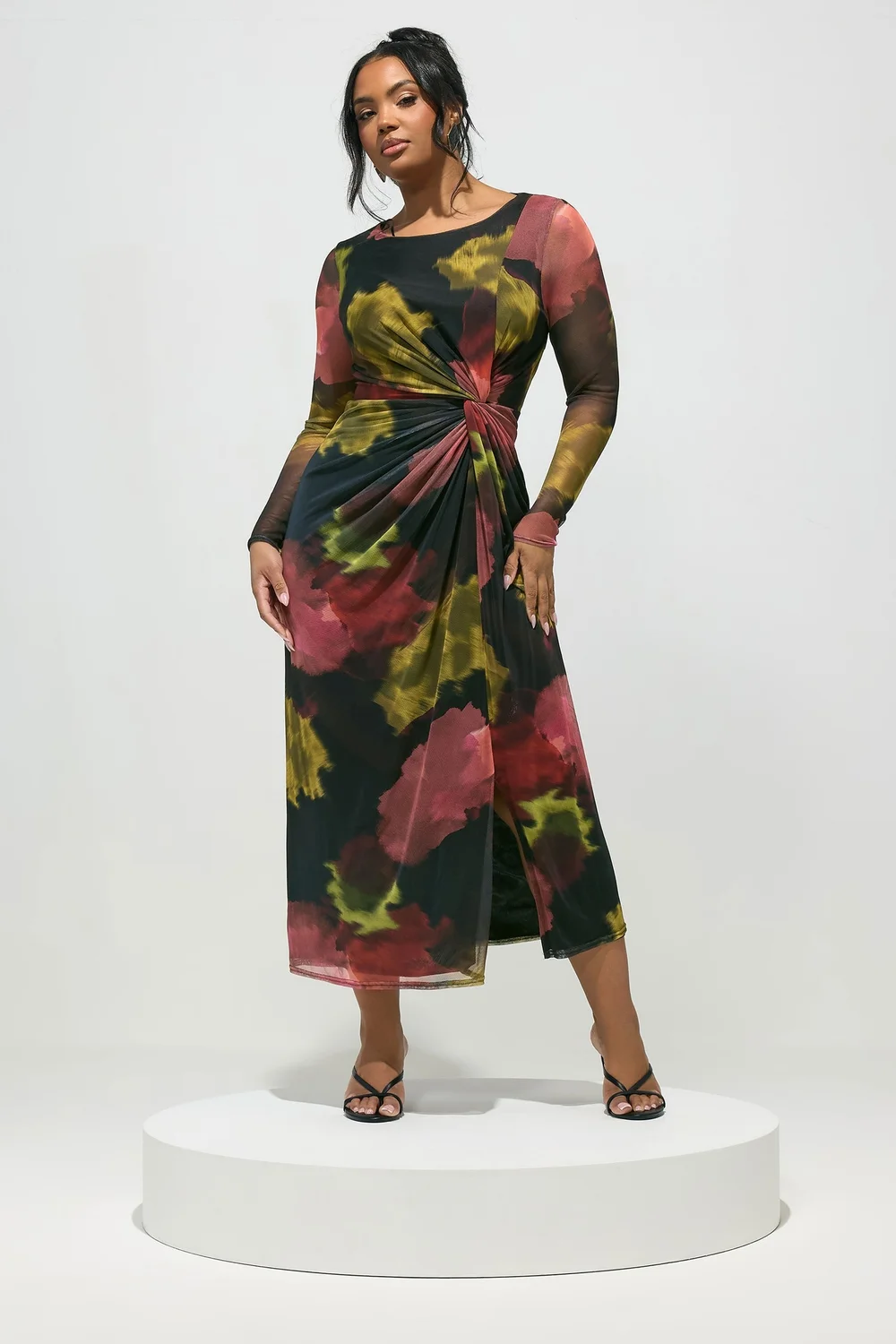 Yours London Curve Black Abstract Knot Dress - 22 Image 2