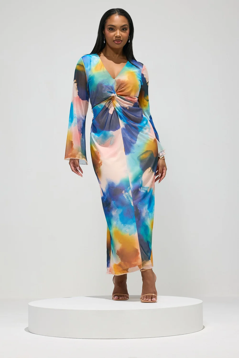 Yours London Curve White Blurred Floral Mesh Maxi Dress - 24 Image 2