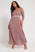 Yours London Curve Blush Pink Lace Pleated Maxi Dress - 18 Image 2