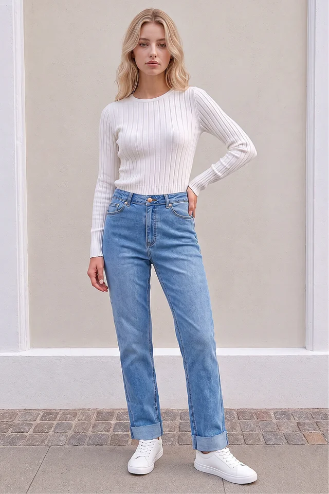 Roman Denim Petite Turn Up Pocket Jeans