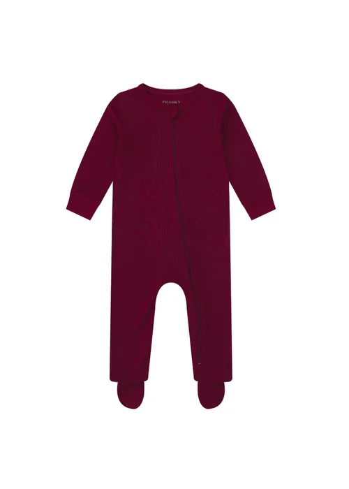 Pyjamily Rich Burgundy Midnight Jewel Baby's One-Piece Matching Pyjama Sleepsuit (0m-18m) - 9-12 months Image 1