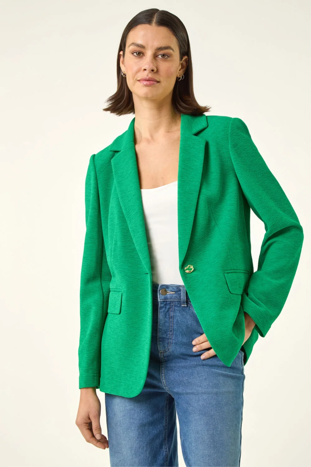 Roman Green Textured Pocket Stretch Jacket - 10 Image 1