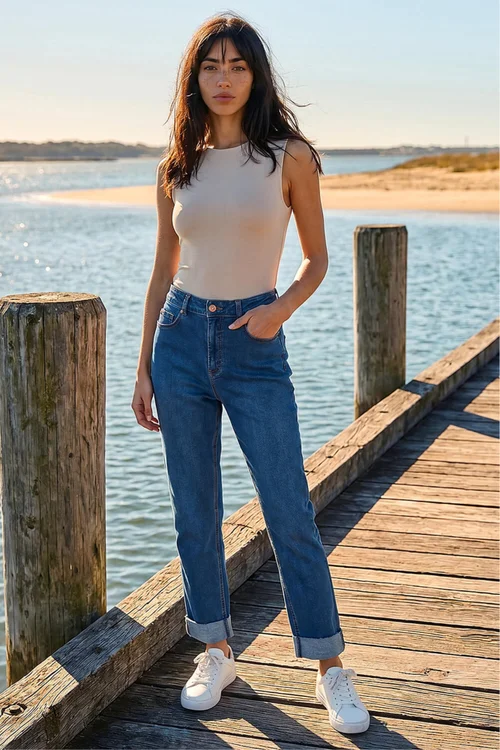 Roman Indigo Petite Turn Up Pocket Jeans - 10 Image 2