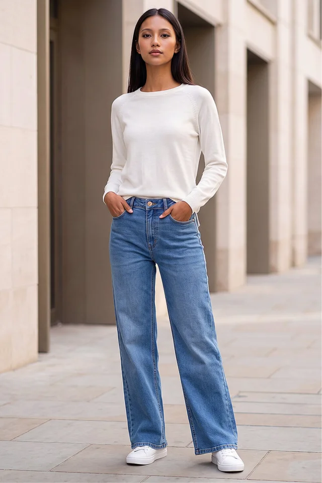 Roman Denim Petite Wide Leg Jeans