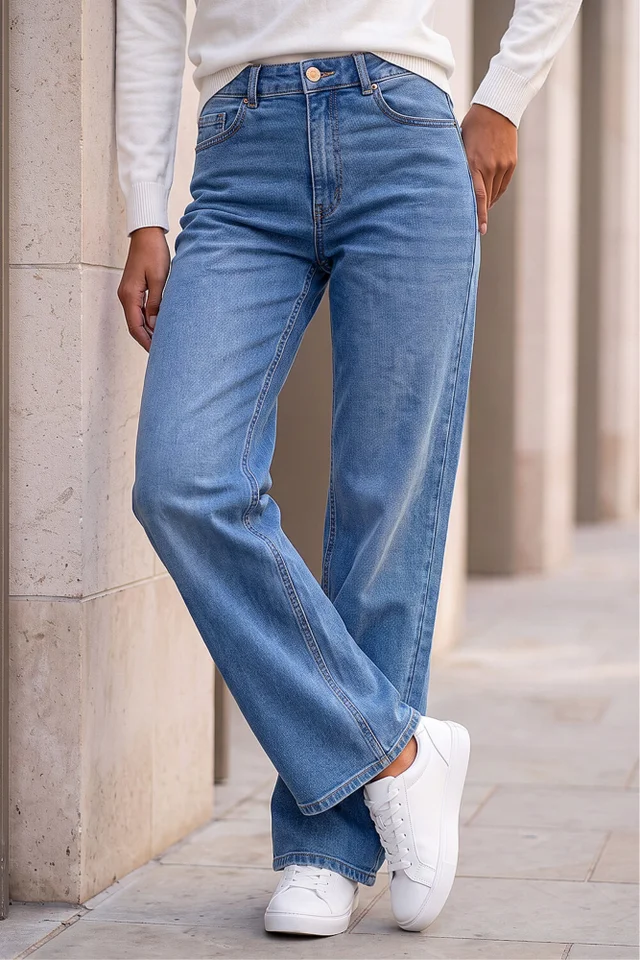 Roman Denim Petite Wide Leg Jeans