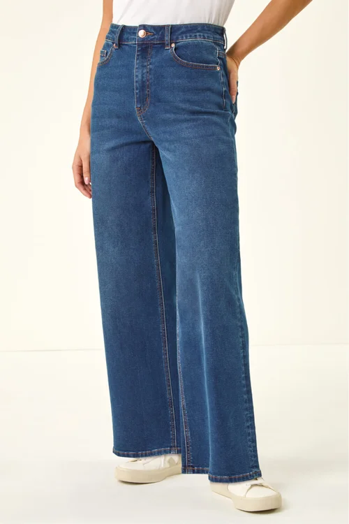 Roman Indigo Petite Wide Leg Jeans - 12 Image 4