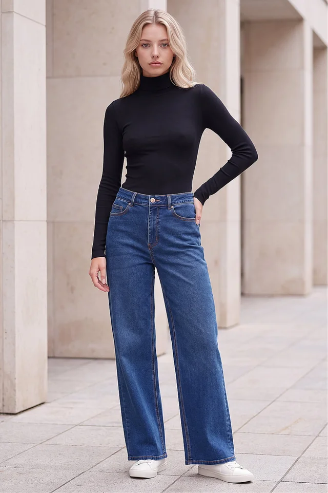 Roman Indigo Petite Wide Leg Jeans
