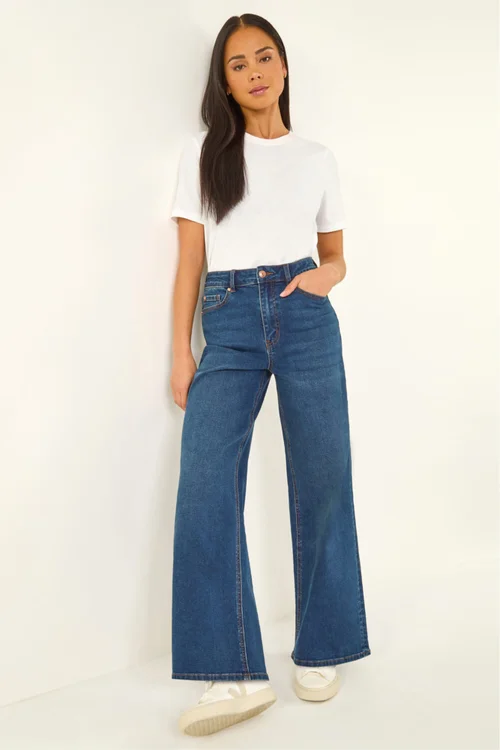 Roman Indigo Petite Wide Leg Jeans - 12 Image 1