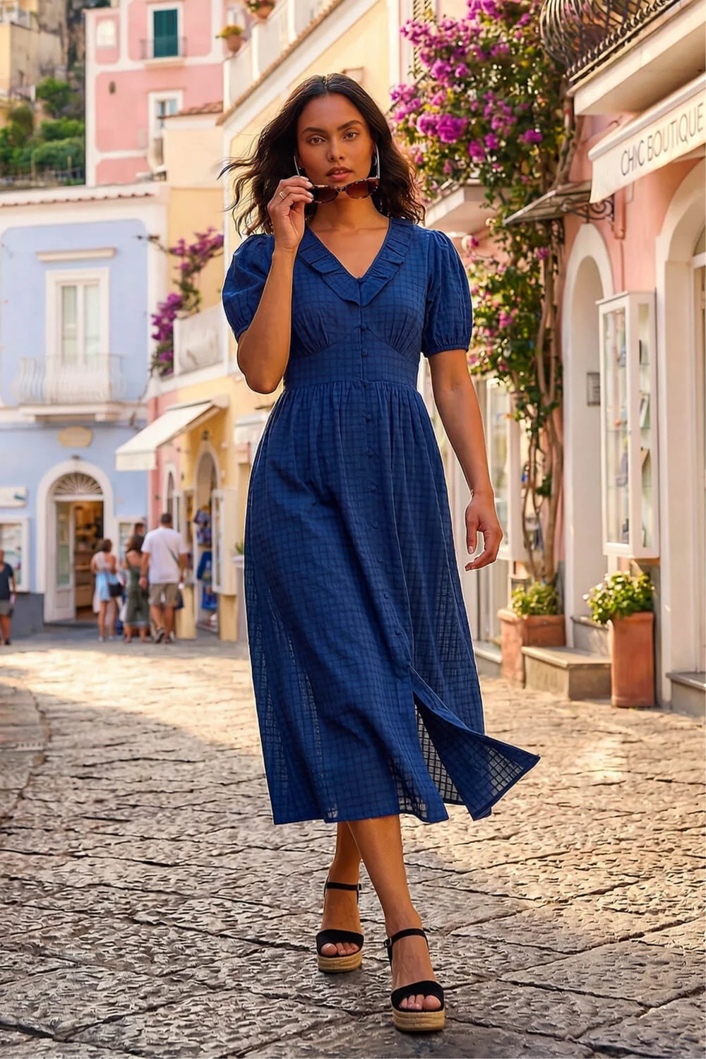 navy blue midi dress uk FRANCA DRESS