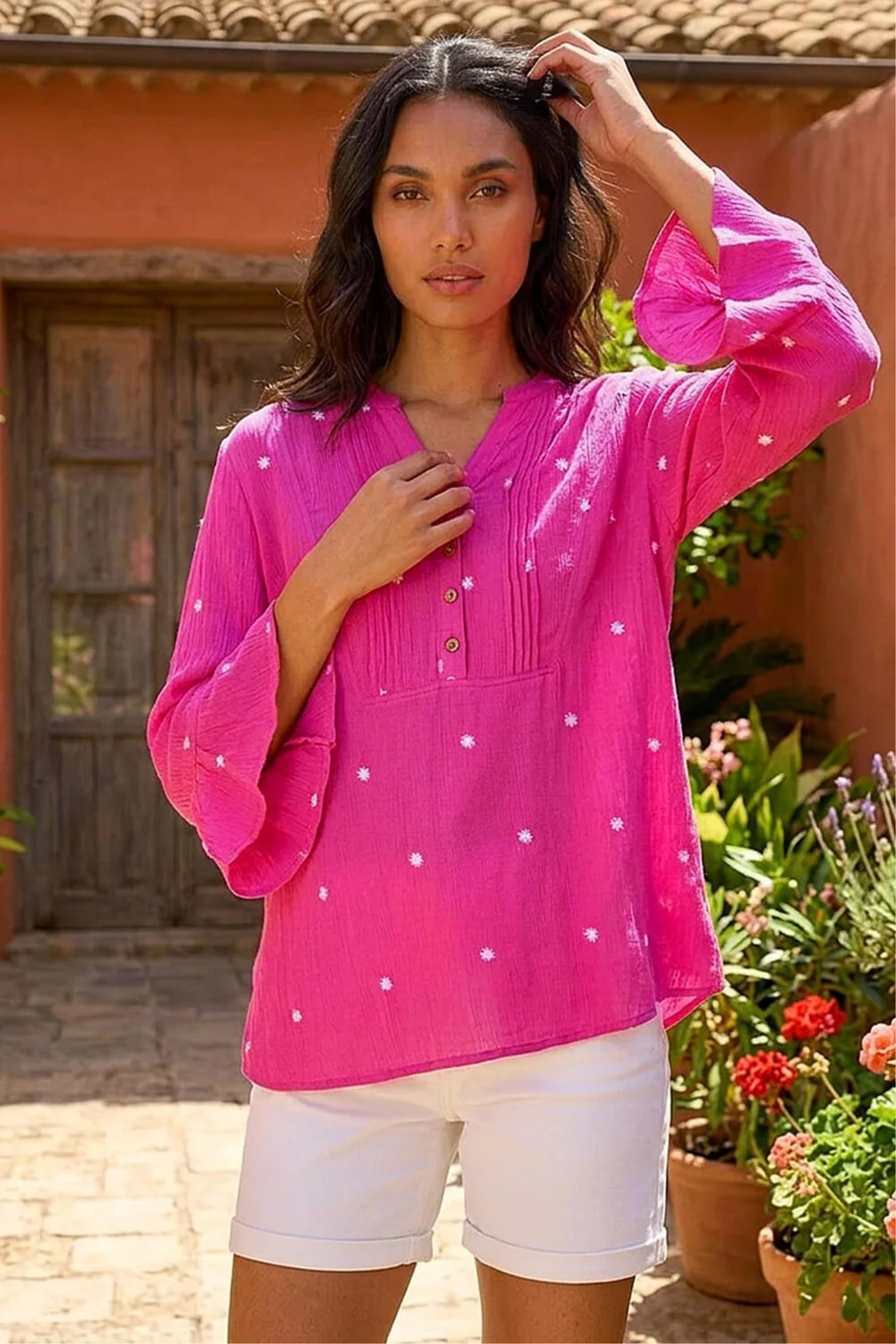 Roman Cerise Embroidered Dot Top - 12 Image 2