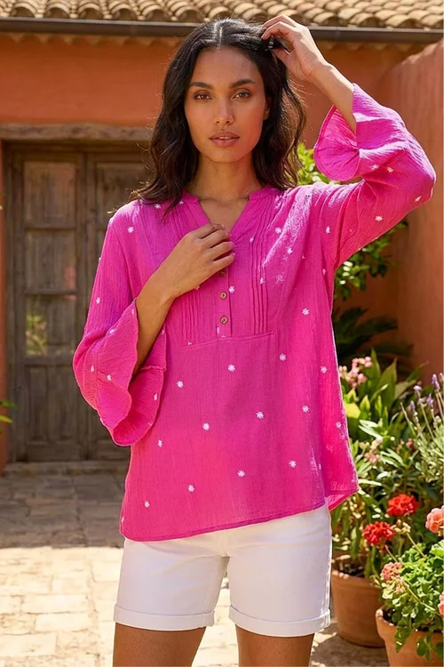 Roman Cerise Embroidered Dot Top - 12 Image 2