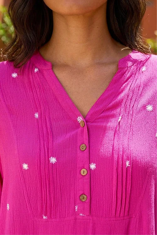 Roman Cerise Embroidered Dot Top - 12 Image 4