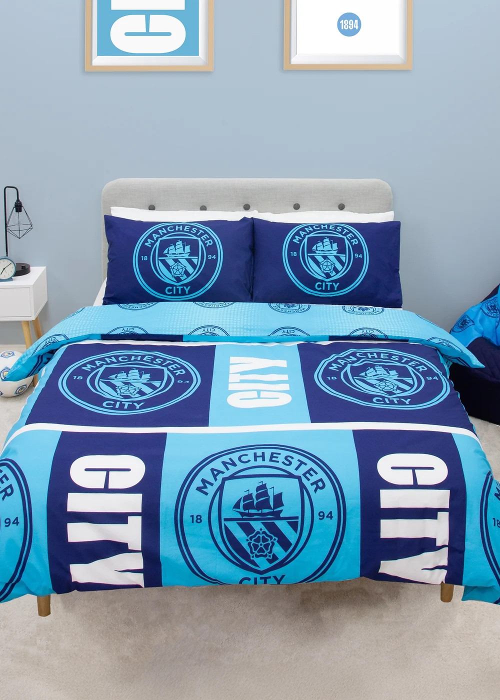 Manchester City FC Blue Flashy Duvet Cover - Double Image 1