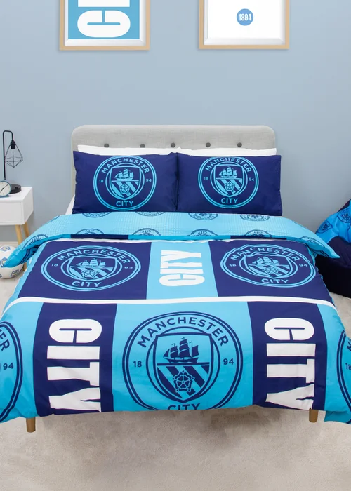 Manchester City FC Blue Flashy Duvet Cover - Double Image 1