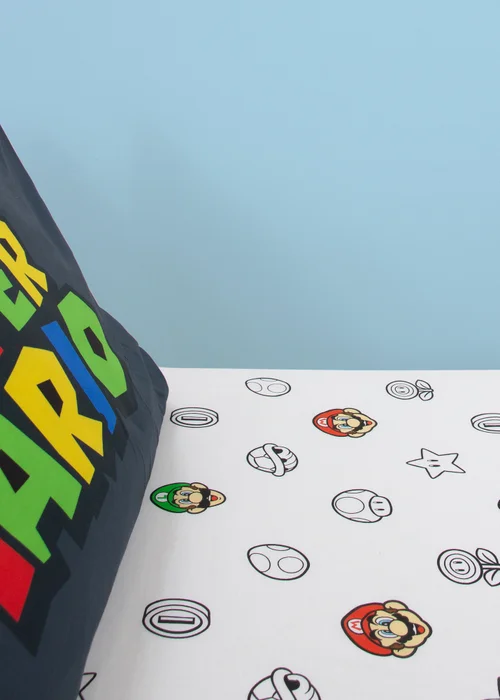 Super Mario White Fitted Sheet - Single Image 2