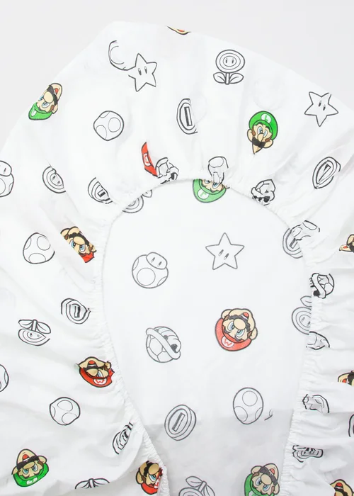 Super Mario White Fitted Sheet - Single Image 5