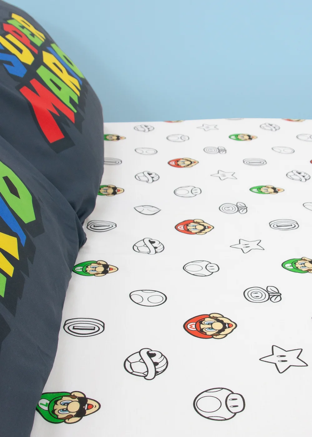 Super Mario White Fitted Sheet - Double Image 2