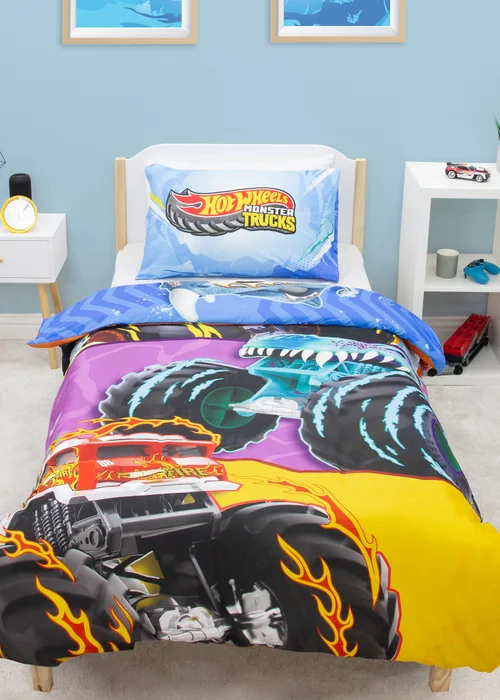Hot Wheels Multi Monster Polycotton Duvet Set - Single Image 1