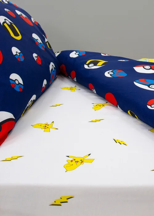 Pokemon Shot White Fitted Sheet - Single Image 1