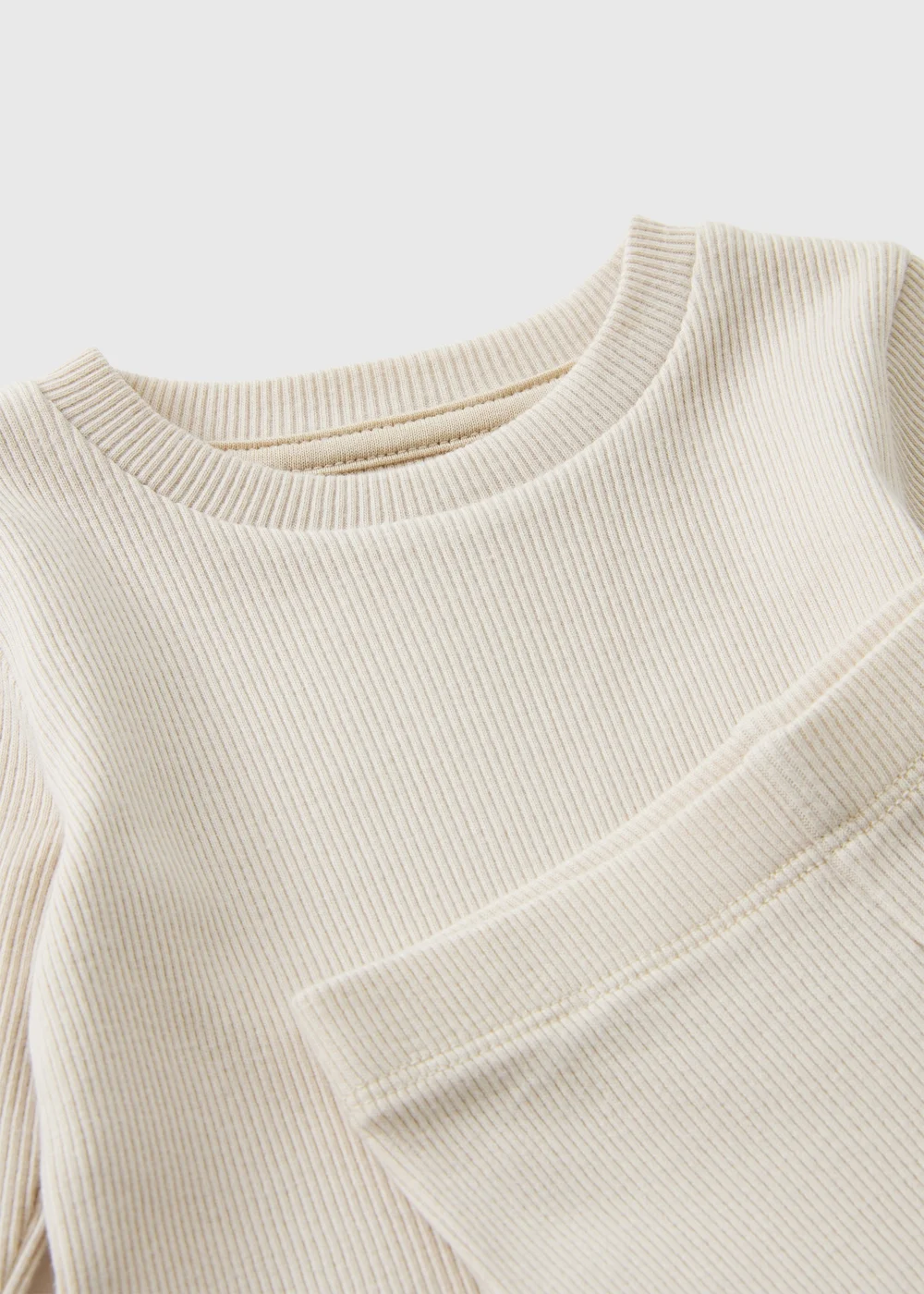 Baby Taupe Ribbed Top & Legging Set (Newborn-23mths) - 0-3 months Image 2