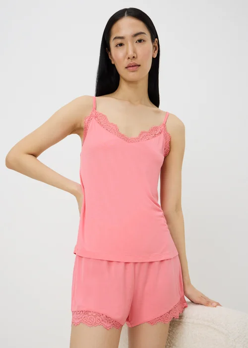 Pink Lace Cami Pyjama Top - S Image 1