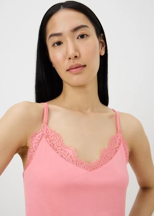 Pink Lace Cami Pyjama Top - S Image 2