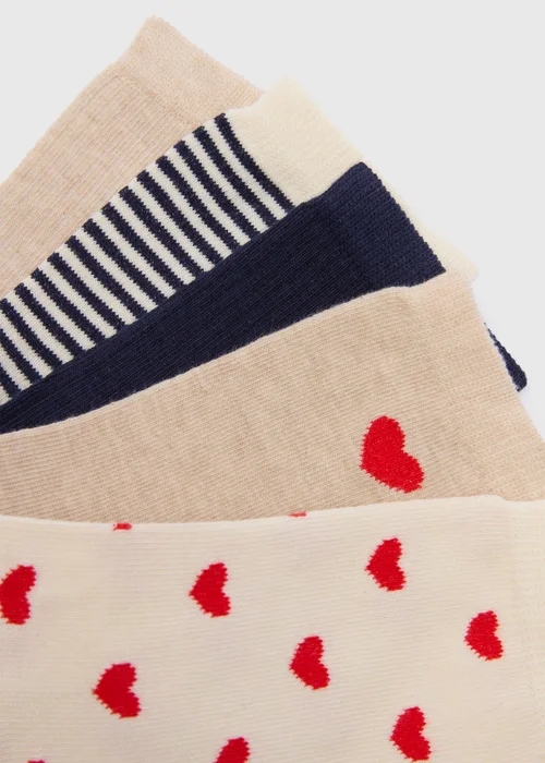 5 Pack Neutral Heart Ankle Socks - One Size Image 2