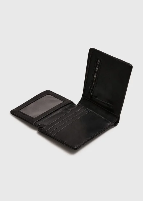 Black Woven Faux Leather Boxed Wallet - One Size Image 2