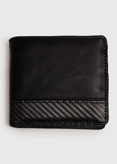 Black Woven Faux Leather Boxed Wallet - One Size Image 1