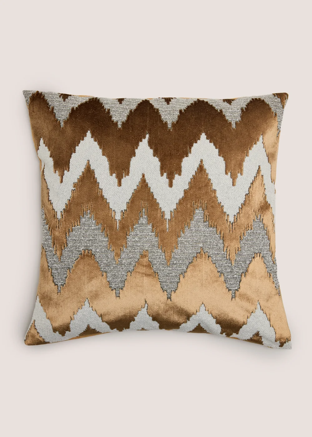 Velvet Etched Zig Zag Cushion Image 1