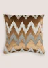 Velvet Etched Zig Zag Cushion Image 1