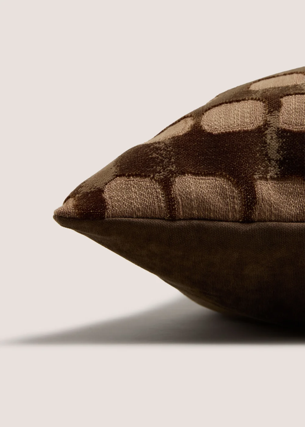 Brown Spot Cut Velvet Cushion Image 2