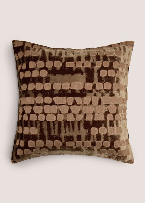 Brown Spot Cut Velvet Cushion Image 1