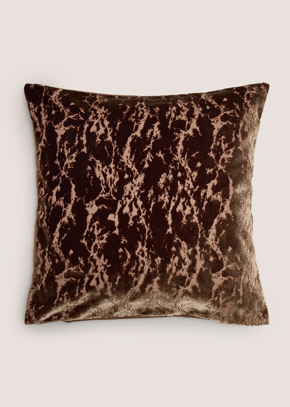 Brown Velvet Wood Cut Cushion Image 1
